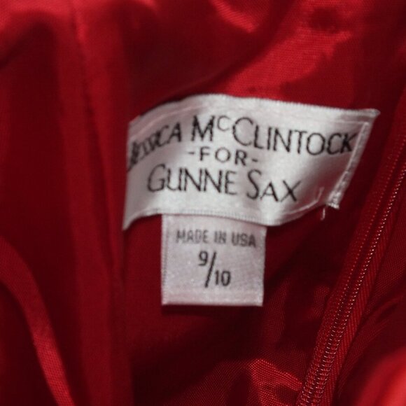 Vintage Jessica McClintock for Gunne Sax Strapless Formal Prom Dress Red 9/10 - Picture 14 of 15